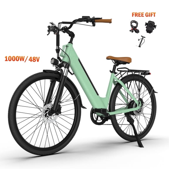 Movcan V80 1000W Electric Bike for Adults, 28MPH & 70 Miles Range, 26" City Cruiser Ebike with 48V 13Ah Removable Battery, 7-Speed Dual Disc Brake Mountain Commuter E-Bike