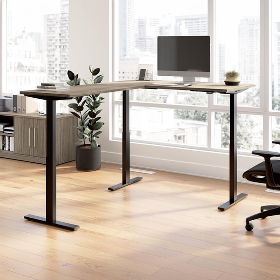Move 60 Series 60W L Shaped Standing Desk in Modern Hickory - Engineered Wood