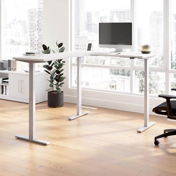 Move 60 Series 60W L Shaped Standing Desk in White - Engineered Wood