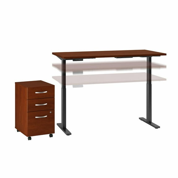 Move 60 Series 72W x 30D Adjustable Desk Set in Hansen Cherry - Engineered Wood