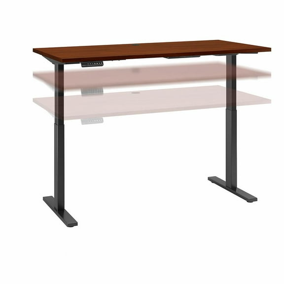Move 60 Series by Bush Business Furniture 60W x 30D Height Adjustable Standing Desk, Hansen Cherry/Black Powder Coat