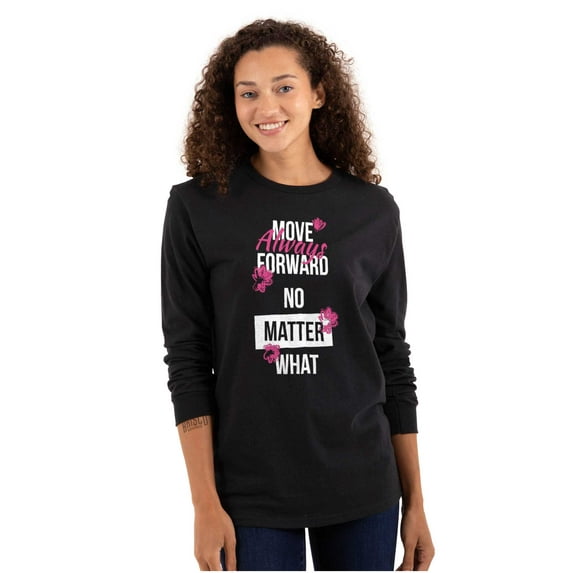 Move Always Forward Inspiring Words Women Plus Size Long Sleeve Graphic Tee Brisco Brands 2X