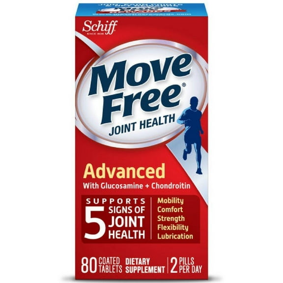 Move Free Advanced, 80 tablets - Joint Health Supplement with Glucosamine and Chondroitin, Supports 5 signs of joint health: Mobility, Flexibility, Strength, Lubrication,.., By Schiff