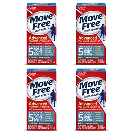 Move Free Advanced Glucosamine Chondroitin MSM Vitamin D3 and Hyaluronic Acid Joint Supplement 80 Count Pack of 4