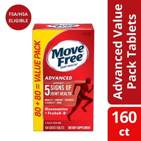 Move Free Advanced Glucosamine & Chondroitin Tablets (160 Count Box) - Joint Health Supplement