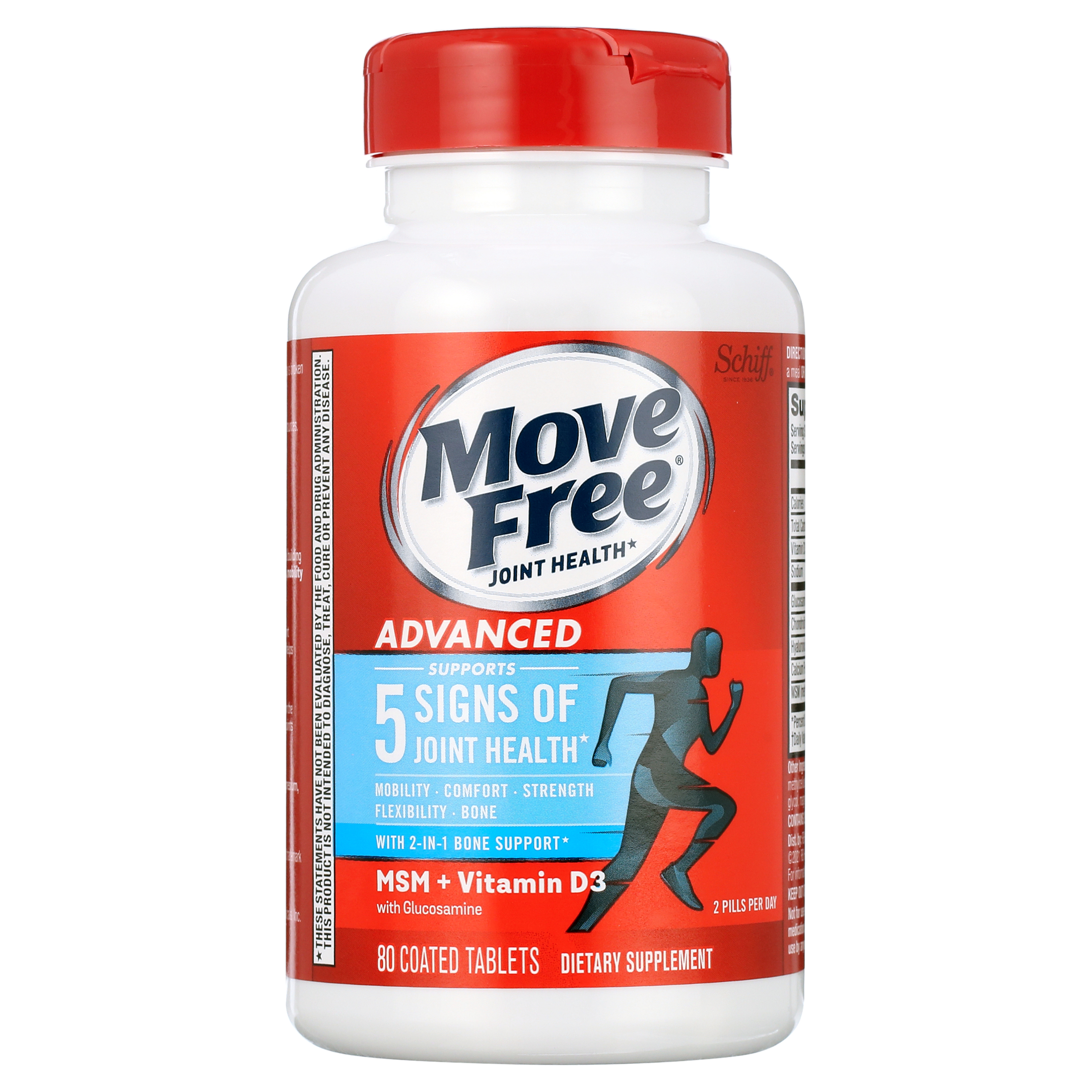 Move Free Advanced Plus MSM and Vitamin D3, 80 tablets