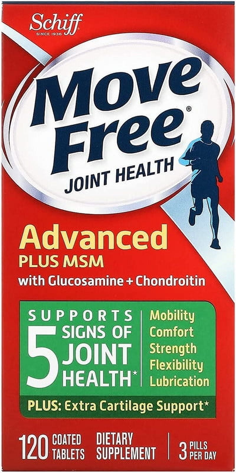 Move Free Advanced Plus MSM, Glucosamine & Chondroitin, 120ct (Pack of ...