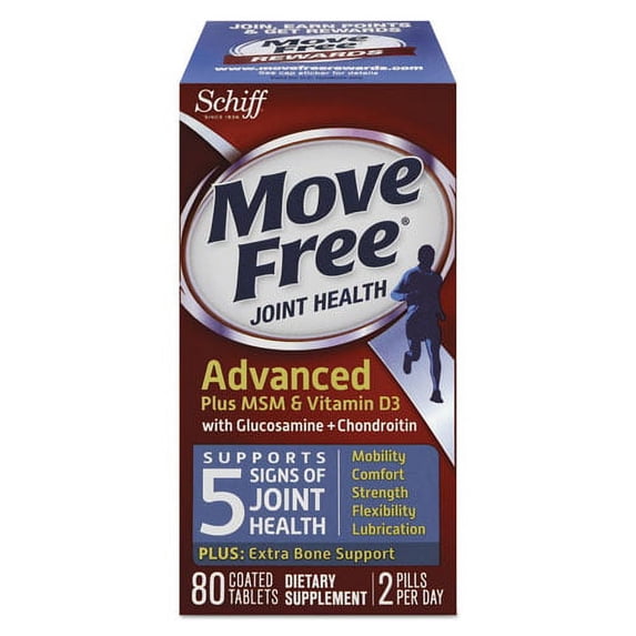 Move Free Advanced Plus Msm And Vitamin D3 Joint Health Tablet, 80 Count | Bundle of 10 Each