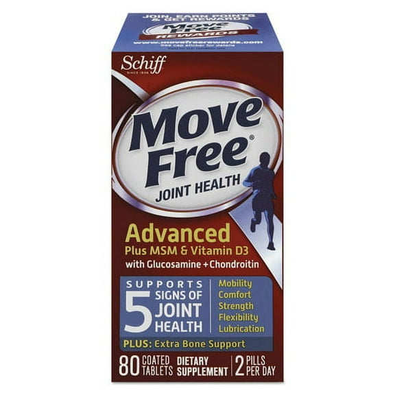 Move Free Advanced Plus Msm And Vitamin D3 Joint Health Tablet, 80 Count | Bundle of 2 Each