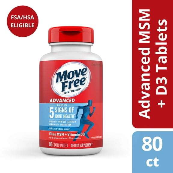 Move Free Advanced Plus Msm And Vitamin D3 Joint Health Tablet, 80 Count | Bundle of 5 Each