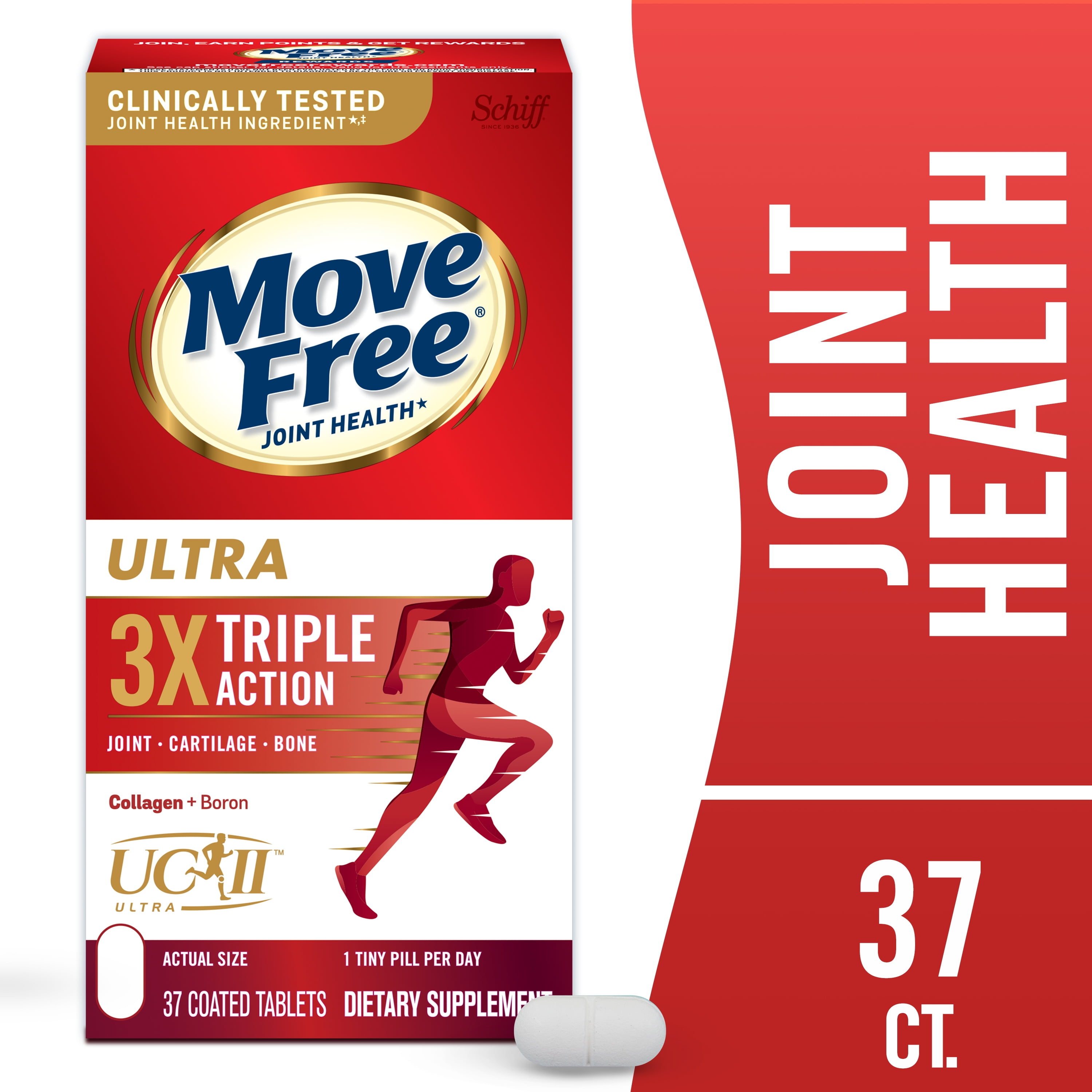 Move Free Ultra Type II Collagen + Boron + HA, Coated Tablets - 37 tablets