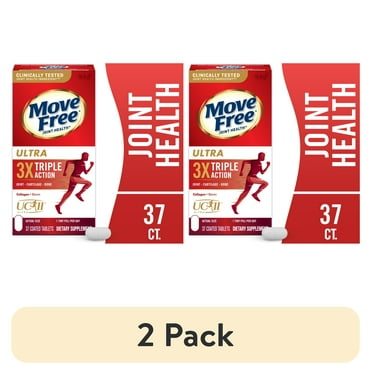 (2 pack) Move Free Ultra Triple Action, Joint Health Supplement with Type II Collagen, Boron and HA, 37 Tablets