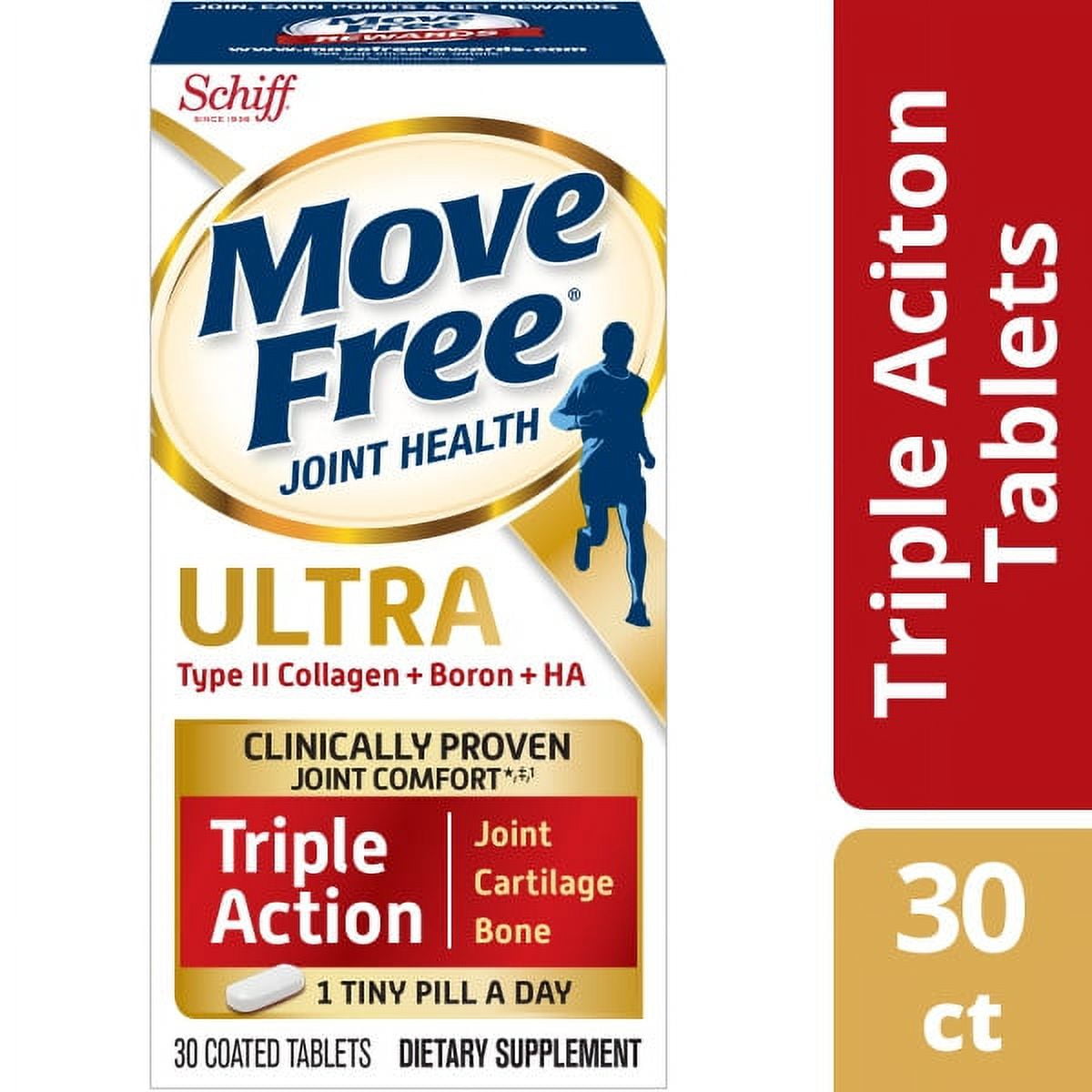Schiff Move Free Ultra Triple-Action Tablets (75 Count) (Pack of 6)