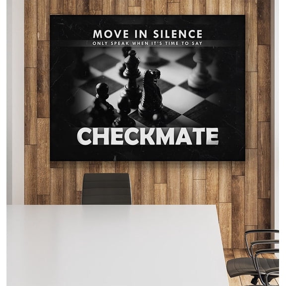 Move In Silence Checkmate Wall Art – Motivational Chess Poster, Office Decor, Success Quote Poster, Home Decor, 16x24 UNFRAMED