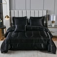 thumbnail image 1 of Move Over 8 Pieces Black Satin Bed in a Bag Full Size Solid Color Luxury Satin Comforter Set with Sheet Sheet, 1 of 7