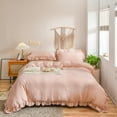 thumbnail image 1 of Move Over Baby Pink Ruffle Duvet Cover Set Twin Size 2 Pieces Ultra Soft Farmhouse Solid Pink Ruffled Bedding Set No Filling, 1 of 9