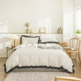 thumbnail image 1 of Move Over Beige Gray Black Bedding Set Black Ruffled Pattern Washed Microfiber King Duvet Cover Set No Filling, 1 of 7