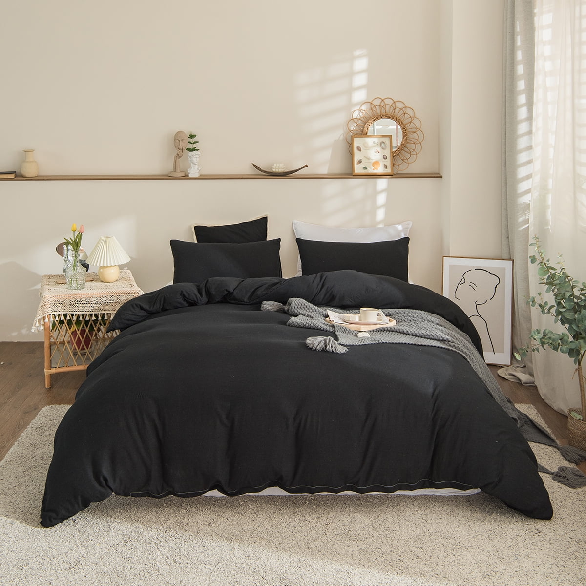 Move Over Black Bedding Sets Twin Solid Color Duvet Cover Set Solid ...