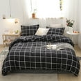 thumbnail image 1 of Move Over Black Grid Bedding Sets Twin Black and White Plaid Pattern Microfiber Duvet Cover Set No Filling, 1 of 8