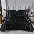 thumbnail image 1 of Move Over Black Satin Bed in a Bag Queen Size 8 Pieces Silky Like Satin Luxurious Comforter Set with Sheet Set, 1 of 7