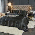 thumbnail image 1 of Move Over Black Satin Ruffle Duvet Cover Set Twin 2 Pieces Farmhouse Solid Color Silky Ruffled Bedding Sets No Filling, 1 of 8