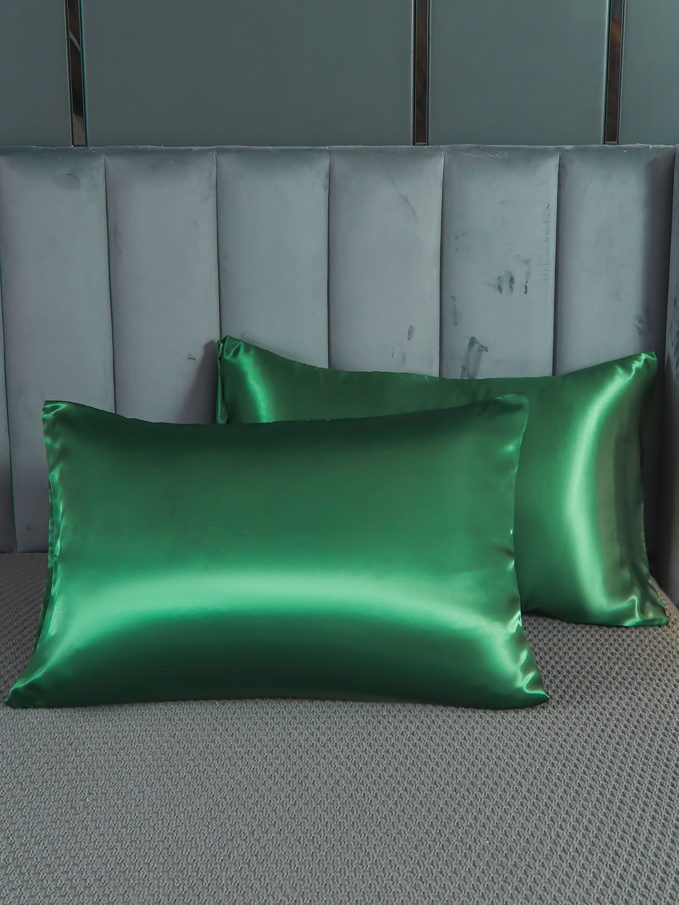 Move Over Blackish Green Satin Pillowcases King, Silk like Satin Pillow Cover Set of 2, Silky Microfiber Solid Pattern, 2 Pack