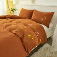thumbnail image 1 of Move Over Burnt Orange Floral Bedding Sets Queen Embroidery Duvet Cover Set Rust Flowers Pattern Washed Microfiber No Filling, 1 of 9