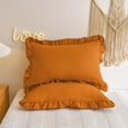 thumbnail image 1 of Move Over Burnt Orange Ruffle Pillow Shams Queen Ruffled Pattern 100% Washed Microfiber 2 Pack, 1 of 6