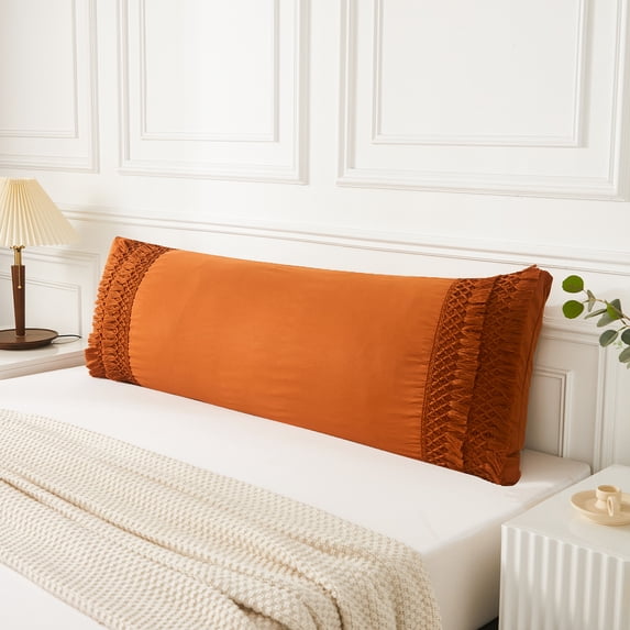 Move Over Burnt Orange Tassel Body Pillow Cover 20x54 inches Boho Chic Hand-Made Tassel Pattern Body Pillow Case 100% Washed Microfiber
