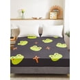 thumbnail image 1 of Move Over Cartoon Single Fitted Sheet Queen, Green Frog Sheet Only, Frog Pattern, Microfiber Deep Pocket Fitted up to 16", 1 of 9