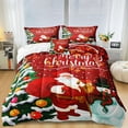 thumbnail image 1 of Move Over Christmas Bedding Set King 4 Pieces Red Santa Claus and Christmas Tree Pattern Xmas Bedding Comforter Set with 1 Cushion Cover, 1 of 8