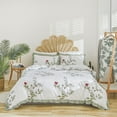 thumbnail image 1 of Move Over Flowers Ruffle Bedding Set Twin White Botanical Duvet Cover Set Soft Microfiber Red Flowers Ruffled Pattern No Filling, 1 of 9