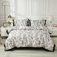 thumbnail image 1 of Move Over Flowers Ruffle Bedding Sets Queen Green Floral Duvet Cover Black Ruffle Flowers Pattern Microfiber No Filling, 1 of 11