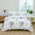 thumbnail image 1 of Move Over Gray Flower Duvet Cover Set King Ruffle Fringe Botanical Bedding Set Garden Floral Pattern Microfiber No Filling, 1 of 8