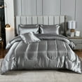 thumbnail image 1 of Move Over Gray Satin Bed in a Bag Queen Size 8 Pieces Silky Like Satin Luxurious Comforter Set with Sheet Set, 1 of 7