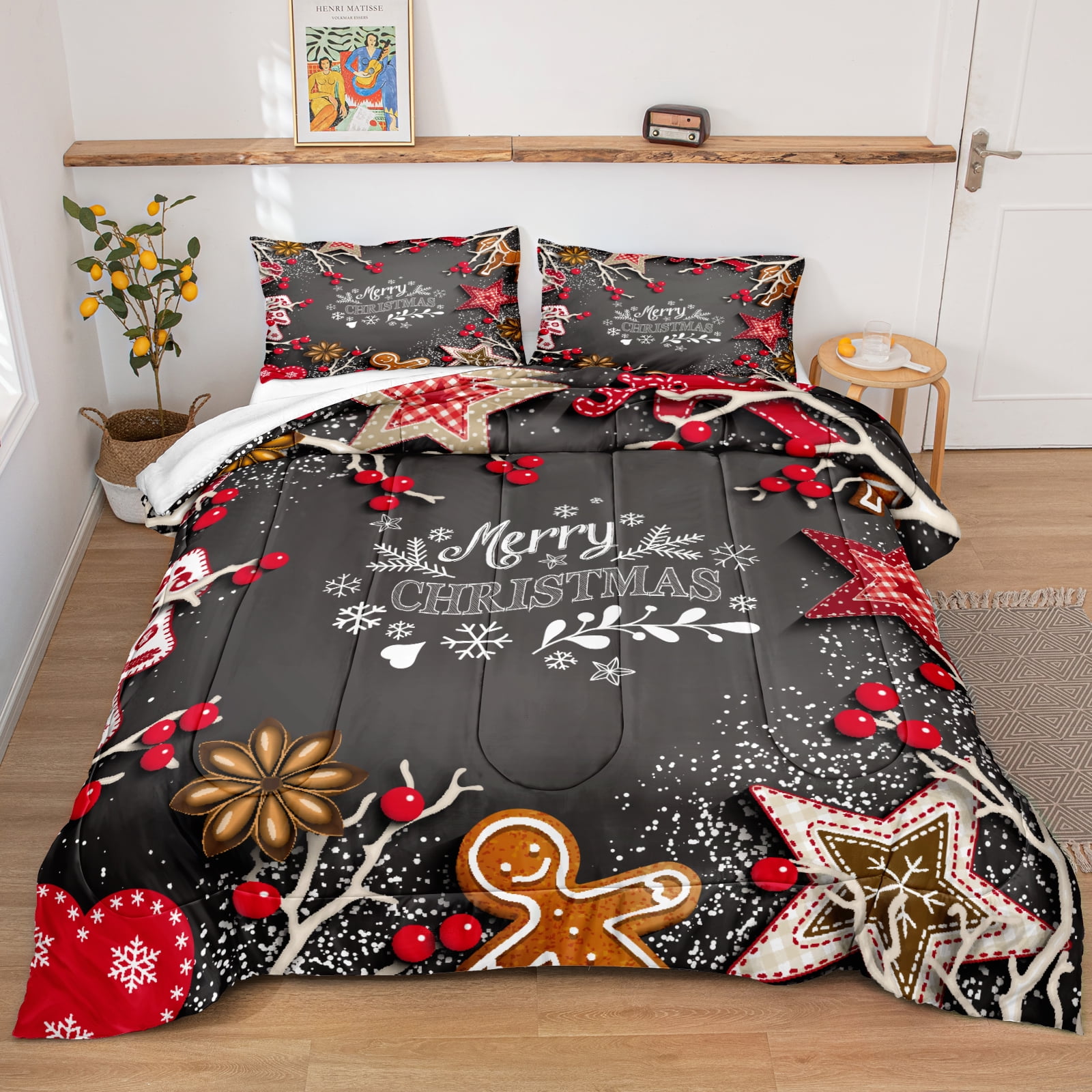 Move Over Green Christmas Comforter Set King Xmas Bedding Gingerbread