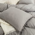 thumbnail image 1 of Move Over Grey Pom Poms Pillow Cases King, Light Grey Pillowcases Set of 2, 100% Washed Microfiber, 2 Pack, 1 of 6
