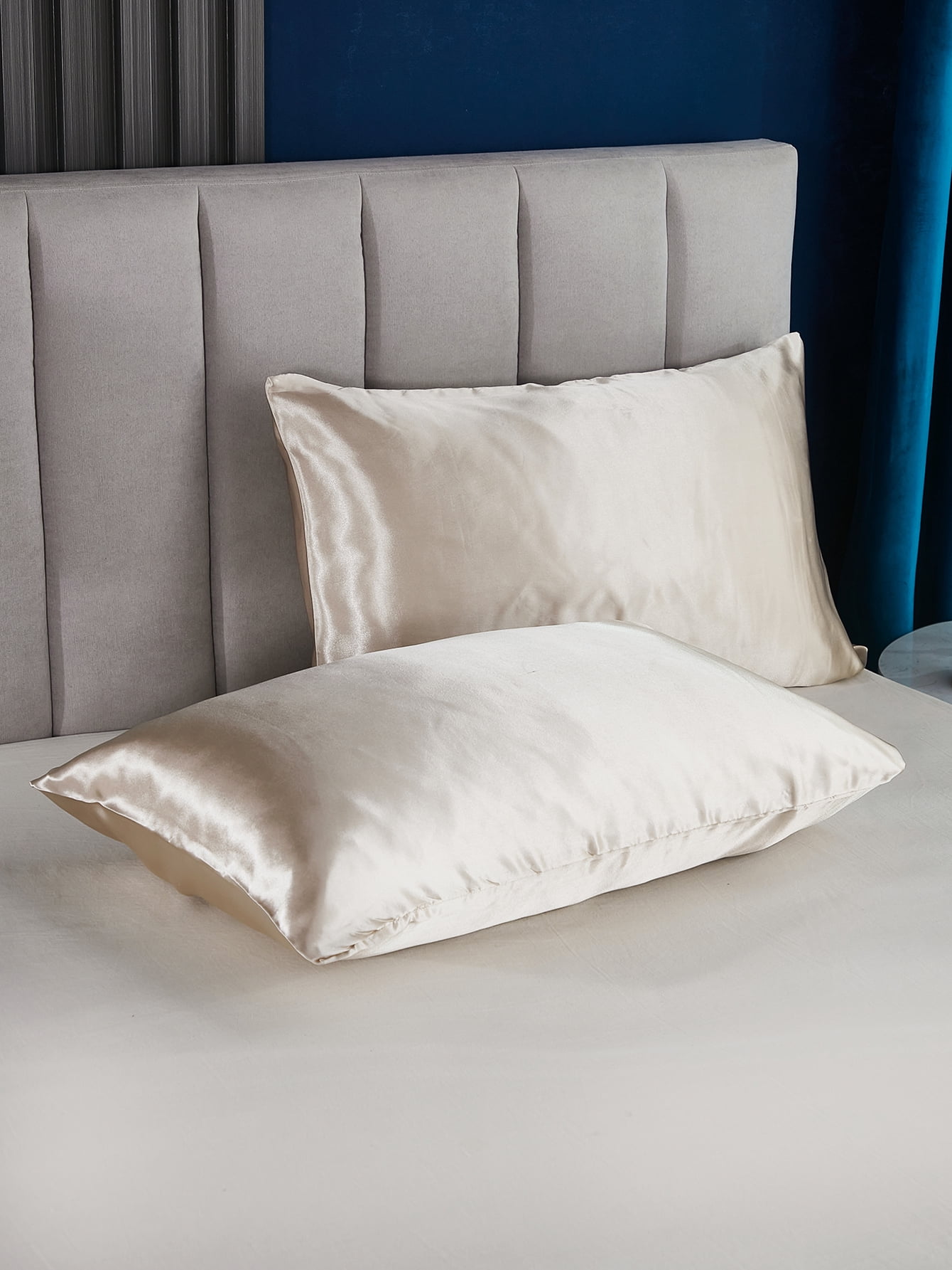 Move Over Khaki Satin Pillowcases King, Silk like Satin Pillow Cover Set of 2, Silky Microfiber Solid Pattern, 2 Pack