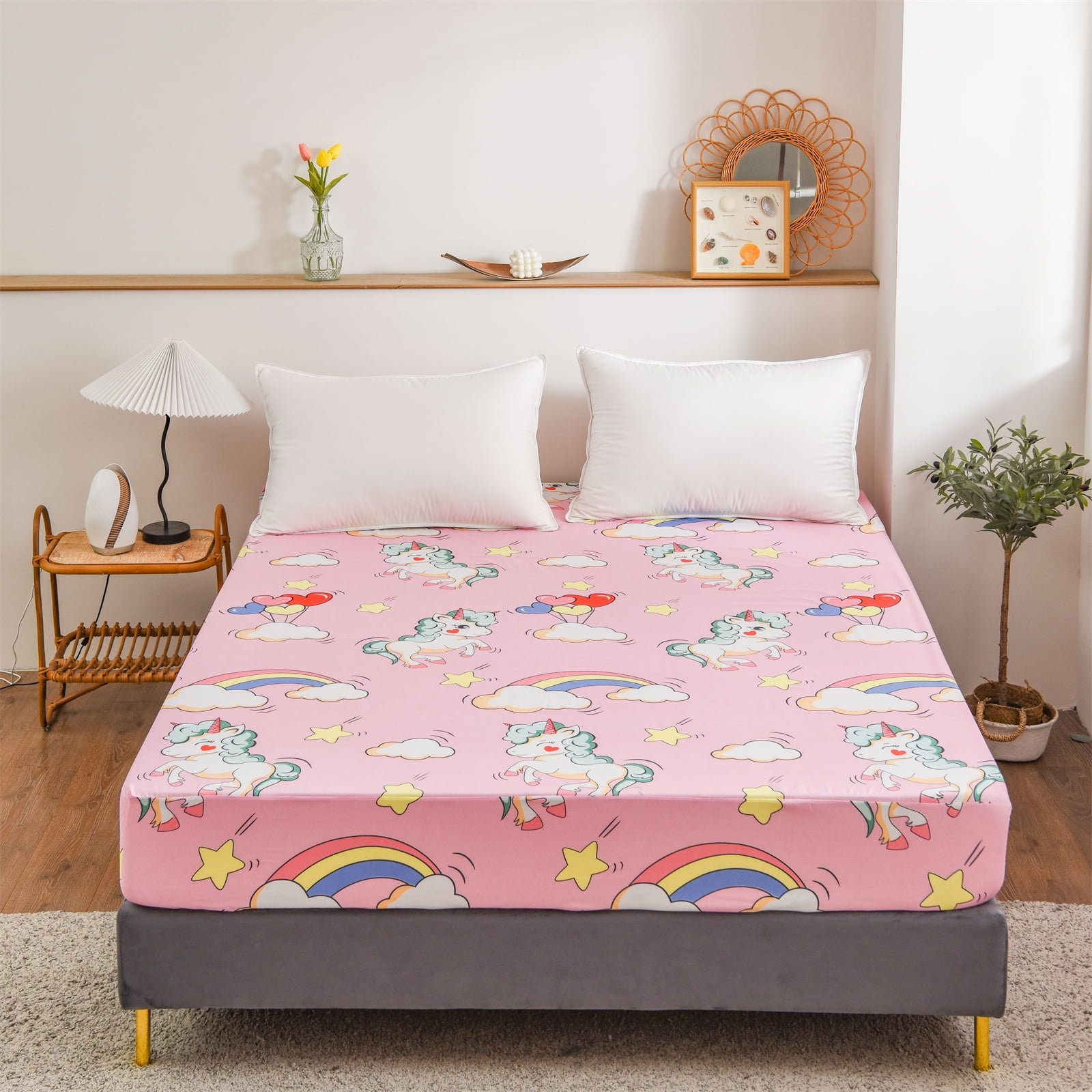 Move Over Pink Unicorns Fitted Sheet Only Full, Single Cartoon Sheet
