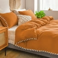 thumbnail image 1 of Move Over Pumpkin Bedding Sets Twin, Pom Poms Pattern, Washed Microfiber, Ultra Soft Rust Duvet Cover Set, No Filling, 1 of 8