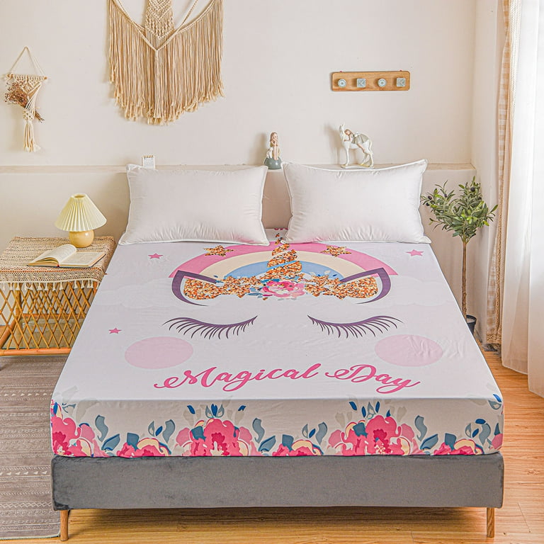 Move Over Purple Unicorn Single Fitted Sheet Twin, Eyelash Sheet