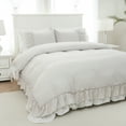 thumbnail image 1 of Move Over Ruffle Duvet Cover Set Beige Duvet Cover Set King Size Ruffle Pattern Soft Microfiber Boho Bedding Set, 1 of 8
