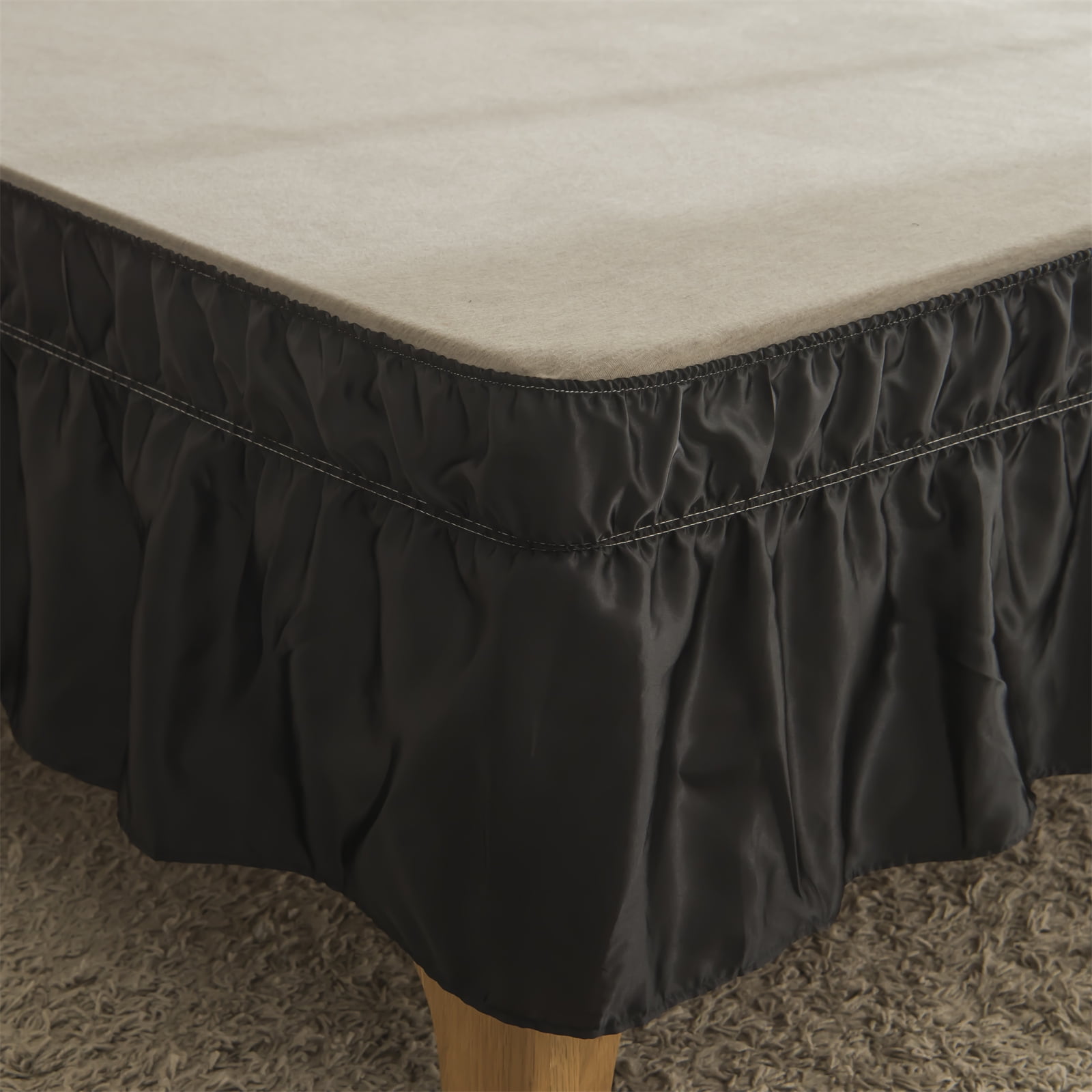 Black satin bed skirt cheap