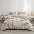 thumbnail image 1 of Move Over Ruffled Duvet Cover Set King Taupe Bedding Sets Three Layered Ruffle Pattern Soft Washed Microfiber No Filling, 1 of 10