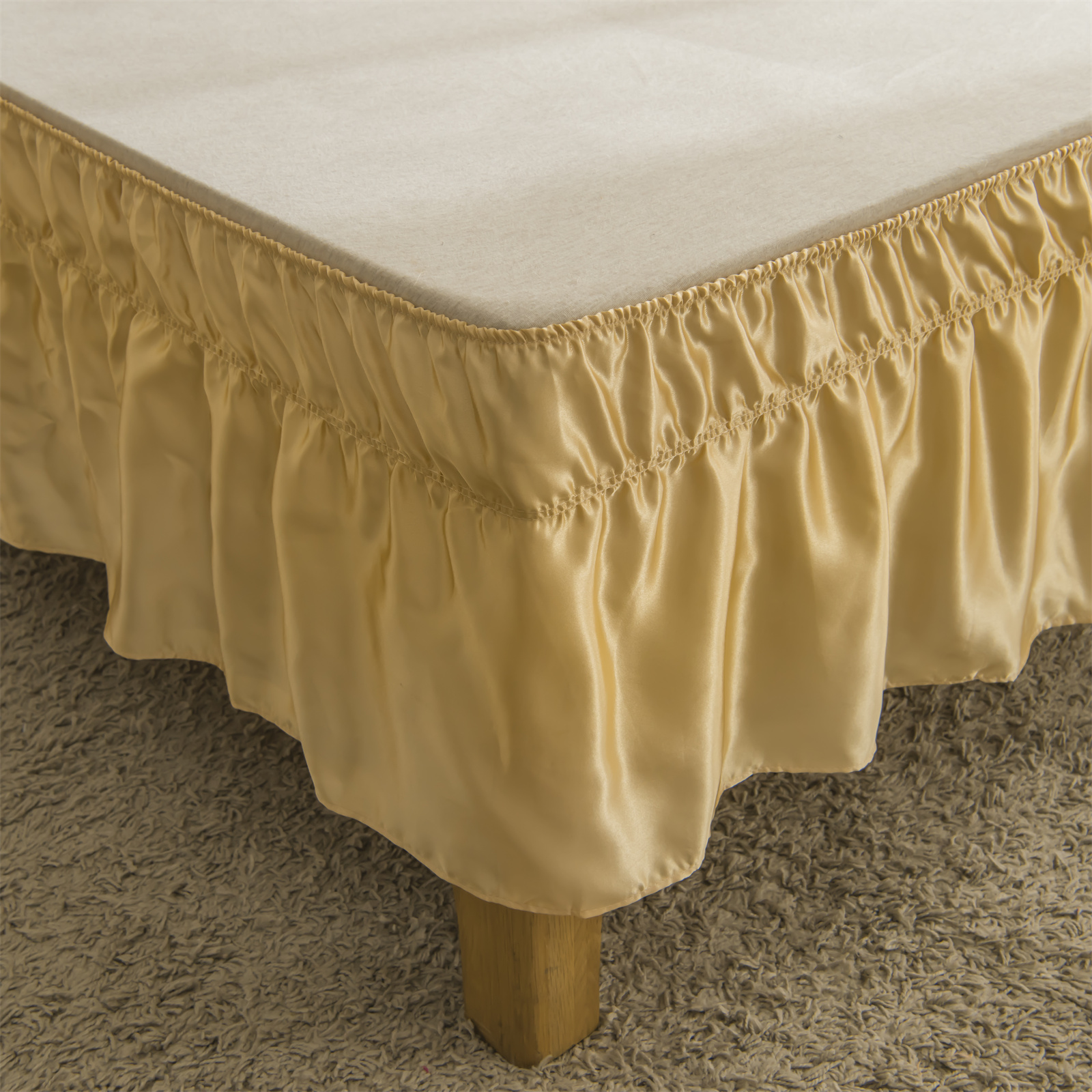 Move Over Ruffled Gold Satin Bed Skirt for Full 16 inches drop Silky