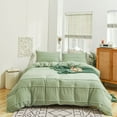 thumbnail image 1 of Move Over Sage Green Bedding Set Soft Washed Microfiber Mini Pom Poms Pattern Boho Duvet Cover Set King No Filling, 1 of 8