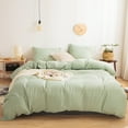 thumbnail image 1 of Move Over Sage Green Bedding Sets King Green Duvet Cover Set Solid Pattern Washed Microfiber, No Filling, 1 of 9