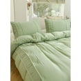thumbnail image 1 of Move Over Sage Green Pom Poms Bedding Sets King, Mini Ball Fringe Pattern, Washed Microfiber, Boho Green Duvet Cover Set, No Filling, 1 of 9