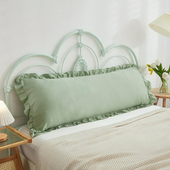 Move Over Sage Green Ruffle Body Pillow Sham 20x54 inches Ruffled Fringe Pattern Body Pillowcase 100% Washed Microfiber