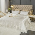 thumbnail image 1 of Move Over Satin Ruffle Duvet Cover Twin Only White Bedding Set Ruffle Pattern Silky Microfiber No Filling, 1 of 10